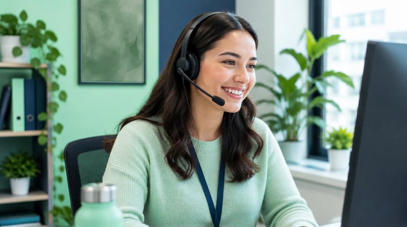 Illustratives Foto: Ein Kundenservicemitarbeiter mit Headset